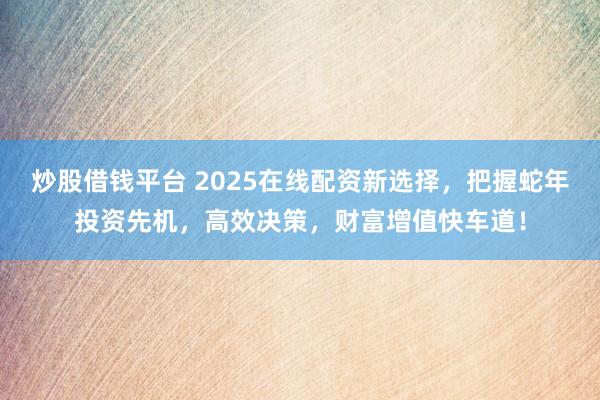 炒股借钱平台 2025在线配资新选择，把握蛇年投资先机，高效决策，财富增值快车道！